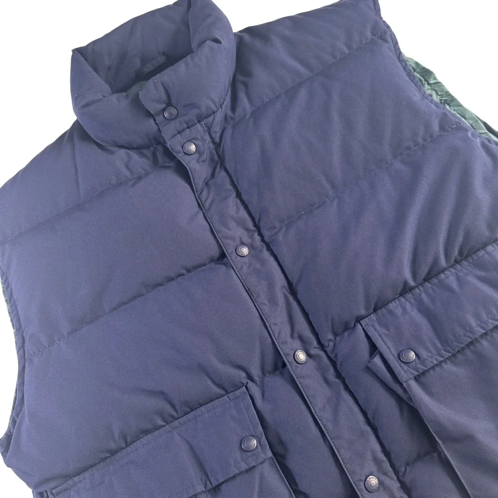 Eddie Bauer Goose Down Puffer Vest Men XXL Blue Quilted Vintage Flap Pockets